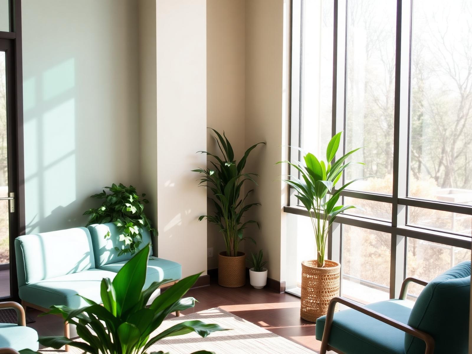 Peaceful wellness recovery center interior